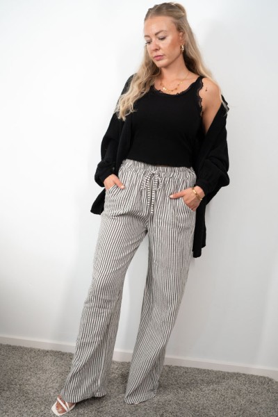 Musselinhose Ellie Streifen beige-schwarz