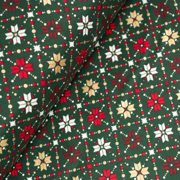 Baumwollwebware Glam Winterzauber tannengrün