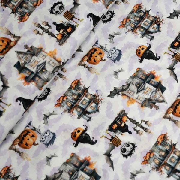 Bio Baumwollwebware Halloween flieder