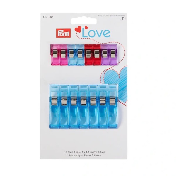 Prym Love Stoff Clips 2,6cm und 5,5cm 15 Stück