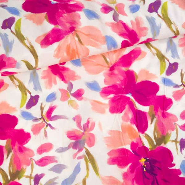 Viskosewebware Sommerblume ecru