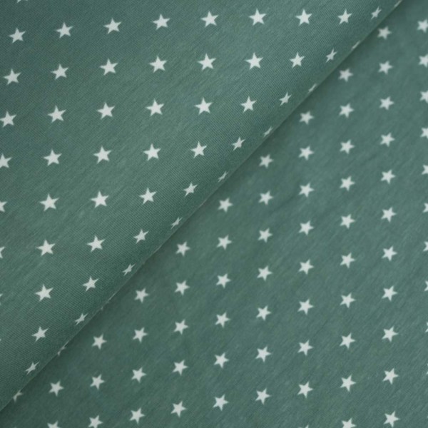 Baumwolljersey Kleine Sterne dusty mint