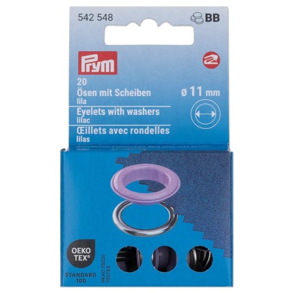 Prym Ösen mit Scheiben 11mm lila