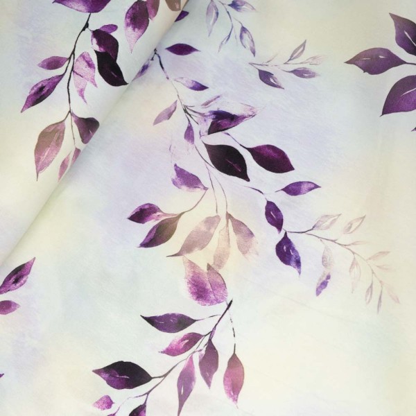 Baumwoll Popeline Stretch Blätter mint hell