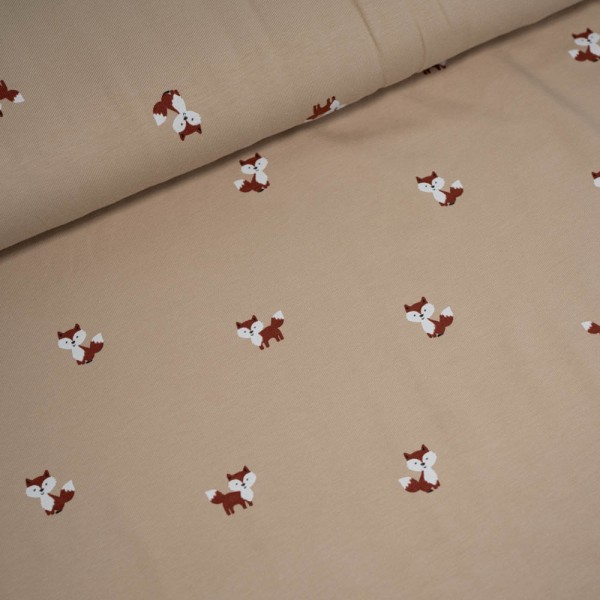 Baumwolljersey kleiner Fuchs beige