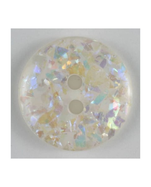 Glitzerknopf rund 14mm weiß