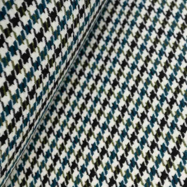 Mantelstoff Tweed Hahnentritt petrol
