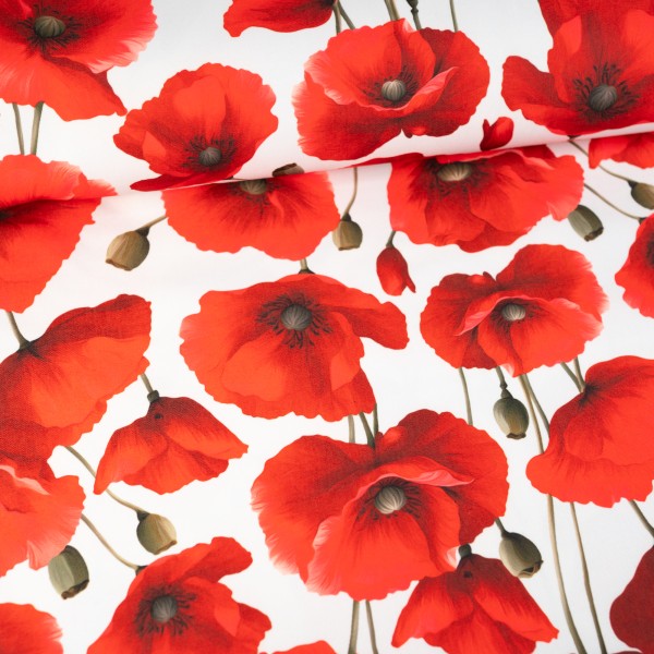 Canvas beschichtet Mohnblume ecru