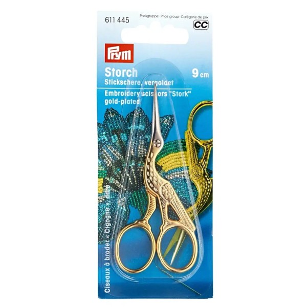 Prym Stickschere Storch 9cm gold