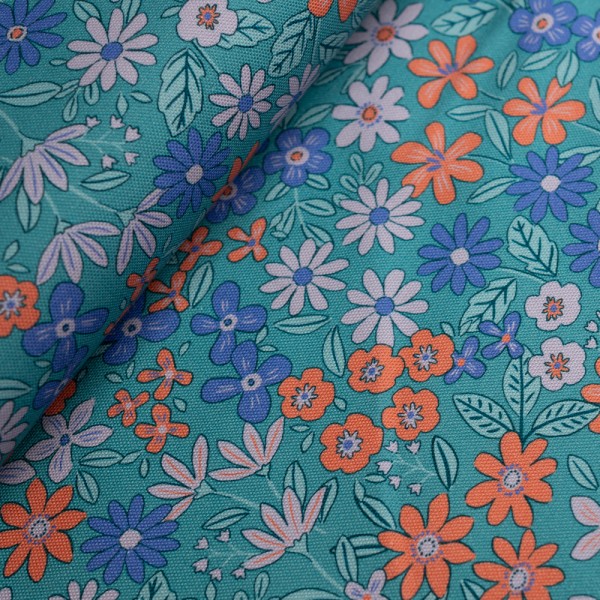 Canvas Blümchen petrol