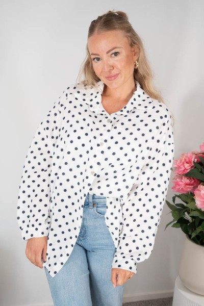 Musselinbluse Polka Dots navy