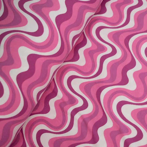 Baumwolljersey Retro Waves rosa