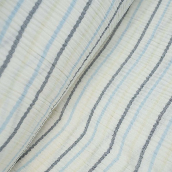 Musselin Double Streifen navy-blau-gelb