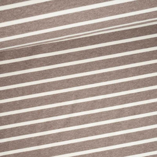 Fein-Ripp Baumwolljersey Streifen taupe