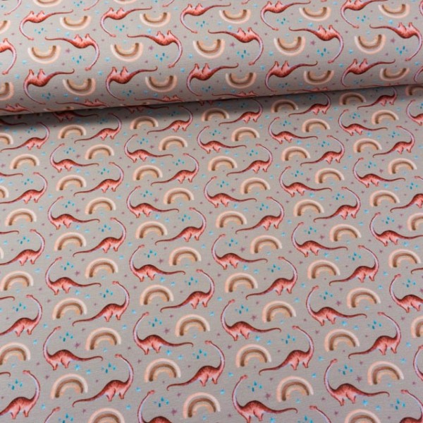 Baumwolljersey Digital Dinos beige