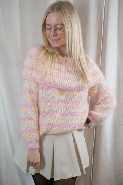 Off shoulder Pullover Fluffy Streifen marshmallow