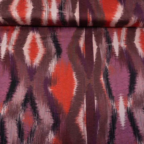 Viskosesatin Italienische Kollektion Zickzack beere-altrosa