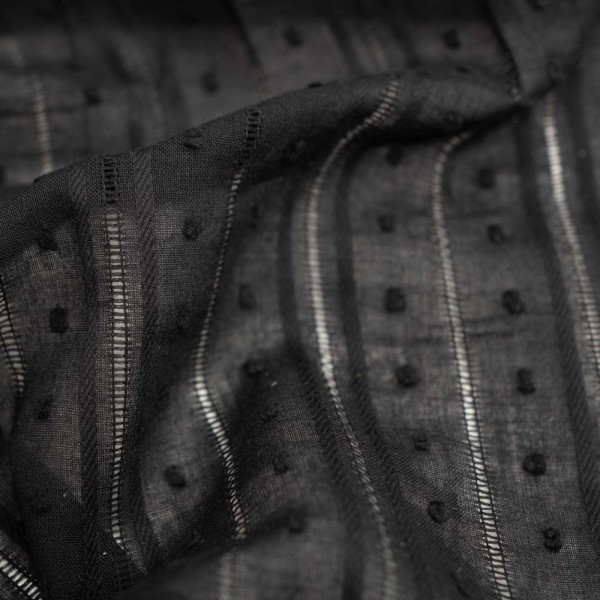 Voile Batist Baumwolle Dots schwarz