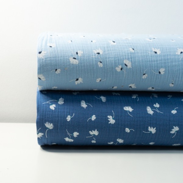 Musselin Gänseblümchen jeansblau