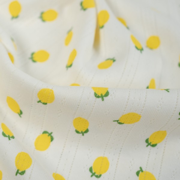 Baumwoll Lochstrick Jersey Zitronen ecru