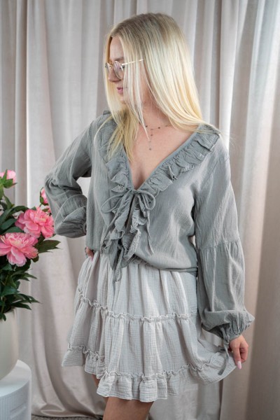 Baumwollbluse Ilaria taupe