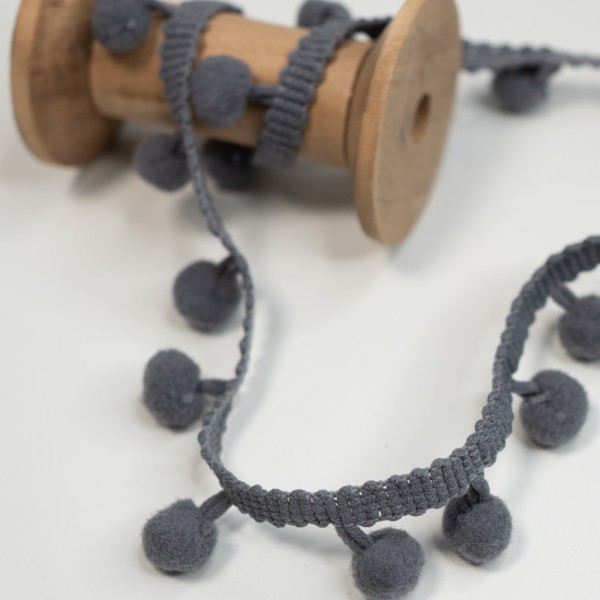 Bommelborte 15mm grau