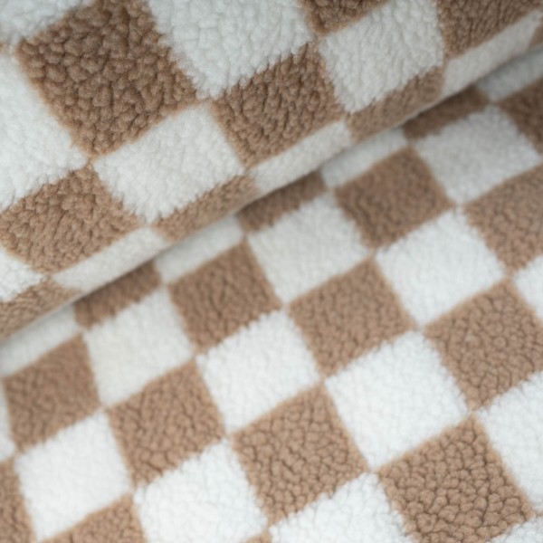 Teddyplüsch Karos beige