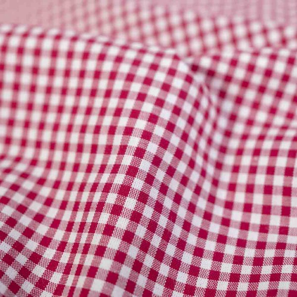 Edle Baumwoll Popeline Karo klein 3mm pink-beere