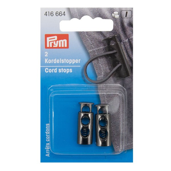 Prym 2Stk Kordelstopper 2-Loch schwarz metallic