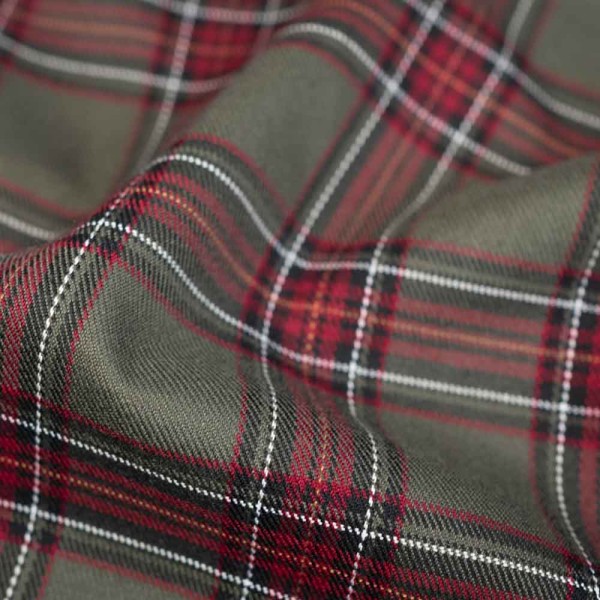 Twill Wool Touch Glenchecks khaki-bordeaux