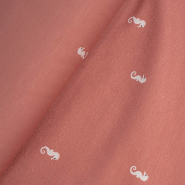 Baumwolljersey Kleines Seepferd coral