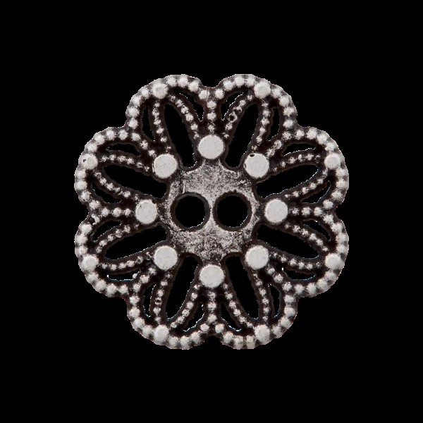 Metallknopf Blume 20mm altsilber