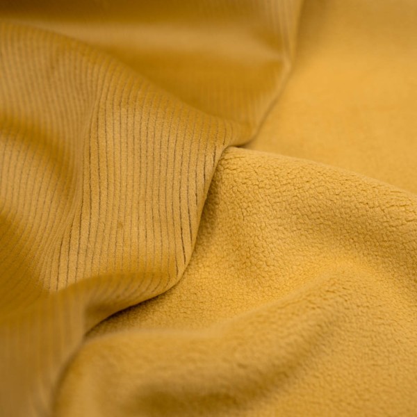 Cord Doubleface mit Fleece Innenseite senfgelb