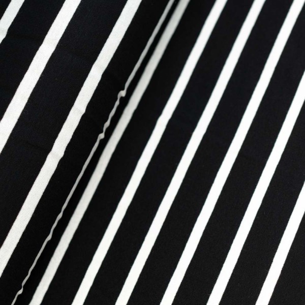 Viskosejersey Blockstreifen schwarz-weiß