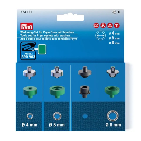 Prym Werkzeug-Set für Ösen mit Scheiben 4mm + 5mm + 8mm