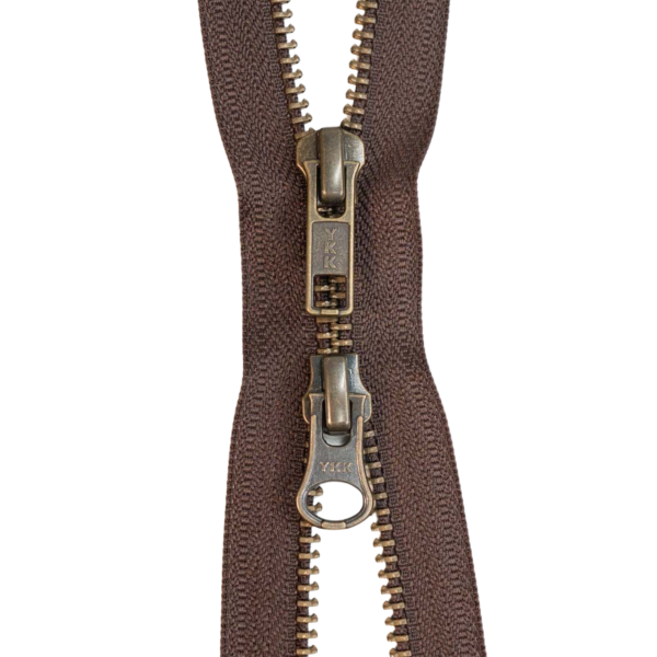 YKK 2-Wege-teilbarer Reißverschluss Jacken Metall braun 80cm