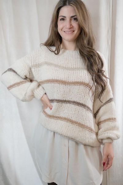 Strick Pullover SOFT Streifen natur
