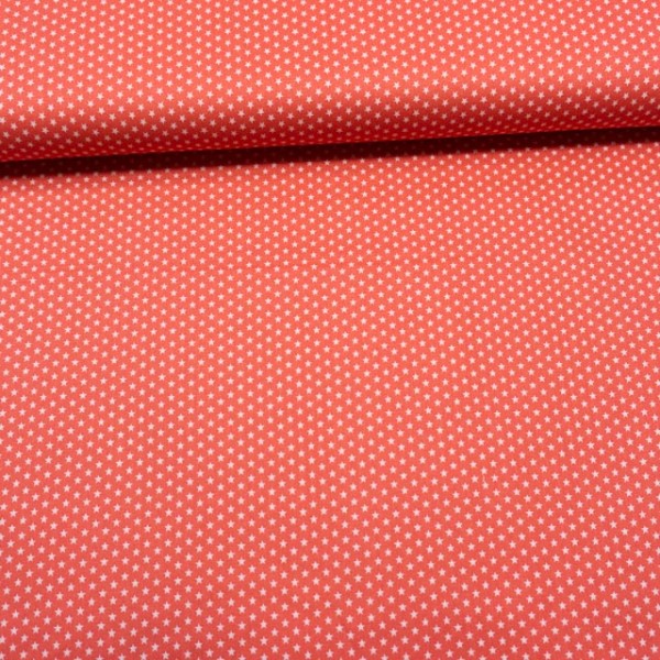 Edle Baumwollwebware Popeline Mini Sterne coral