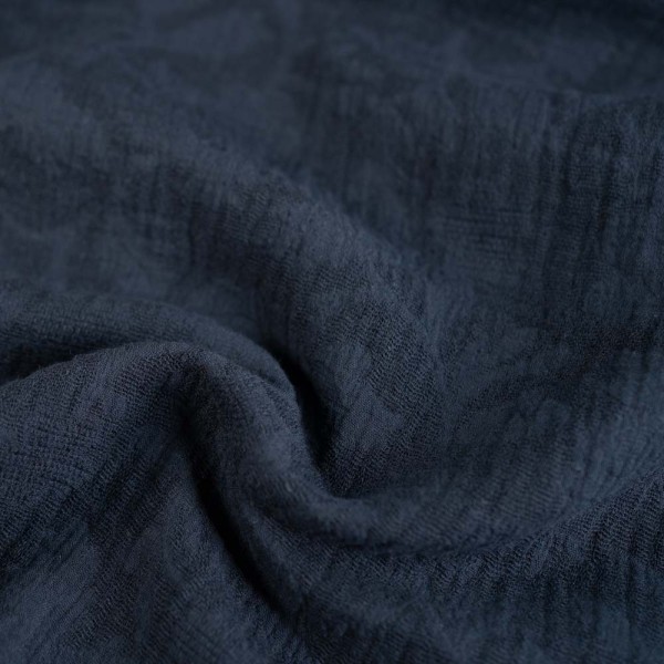 Baumwolle Leinen Blumen dark navy