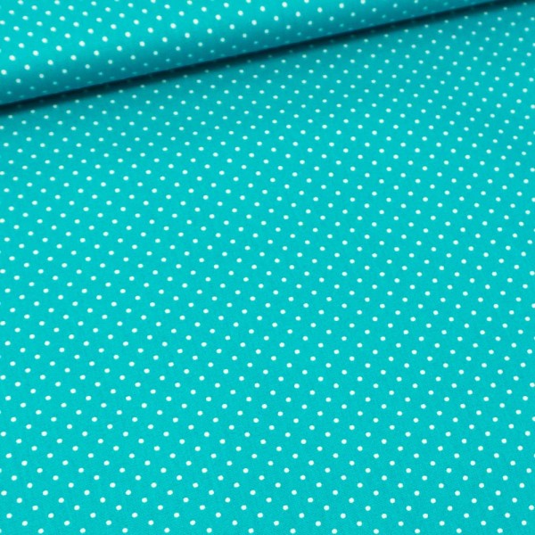 Edle Baumwollwebware Popeline Kleine Punkte aqua