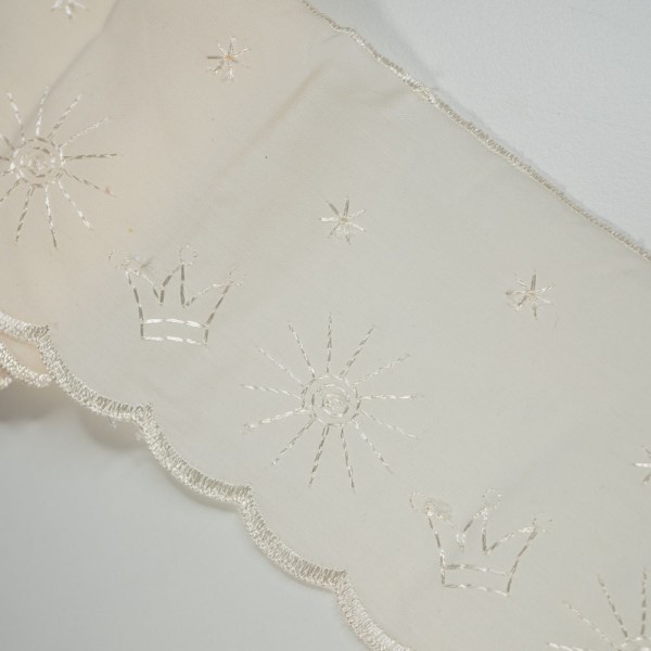 Bestickte Spitzenborte Sonne 9cm ecru