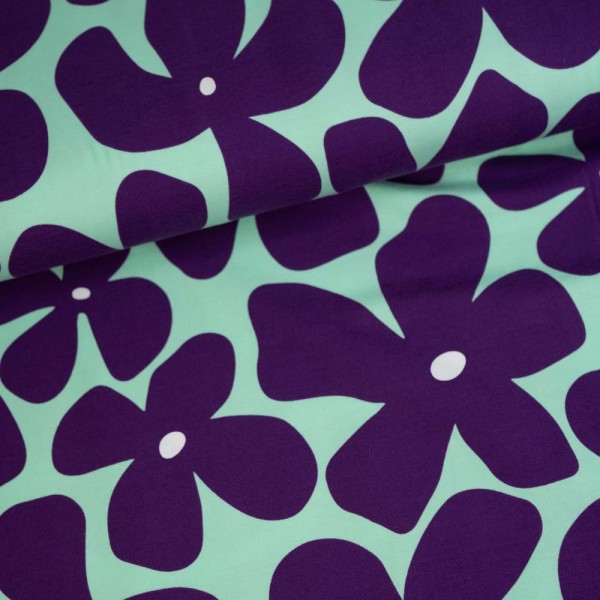 Baumwolljersey Big Flowers mint