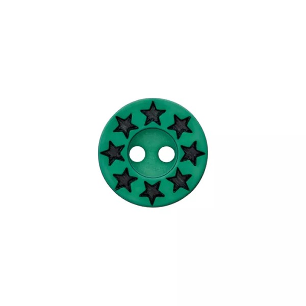 Polyesterknopf Sterne 12mm mittelgrün