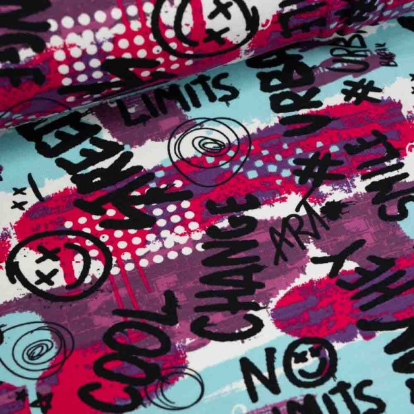 Baumwolljersey Graffiti Art pink