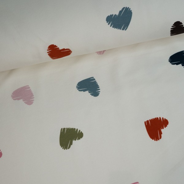 French Terry Sweat Herzen ecru