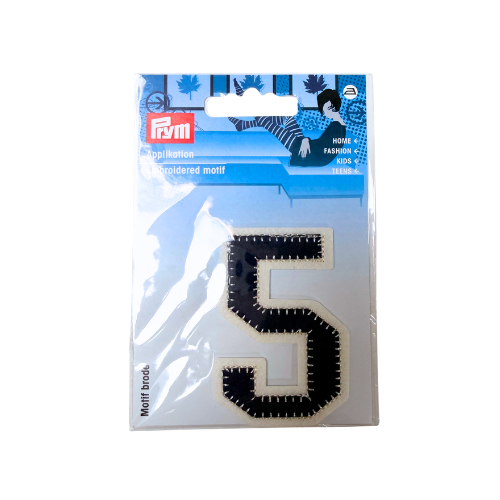 Applikation Stickoptik Zahl 5 navy