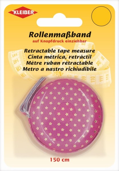 Kleiber Rollenmaßband 150cm Sterne pink