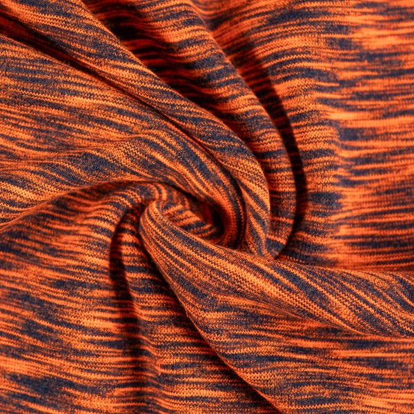 Bündchen Streifchen neon orange-schwarz meliert