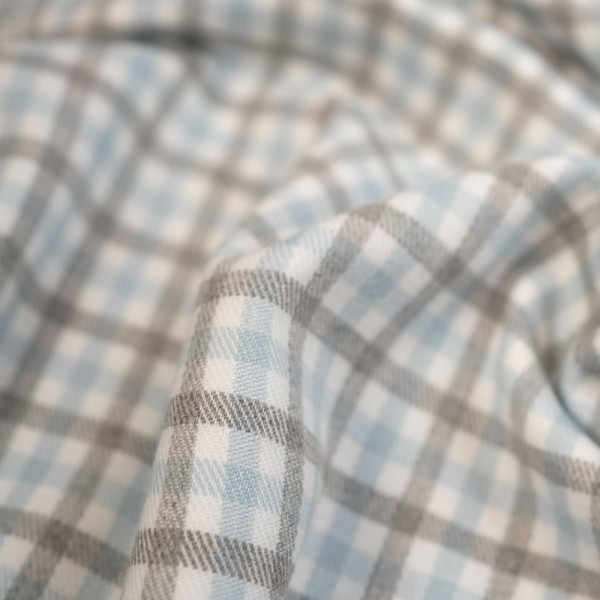 Twill Wool Touch Glenchecks weiß-pastellblau