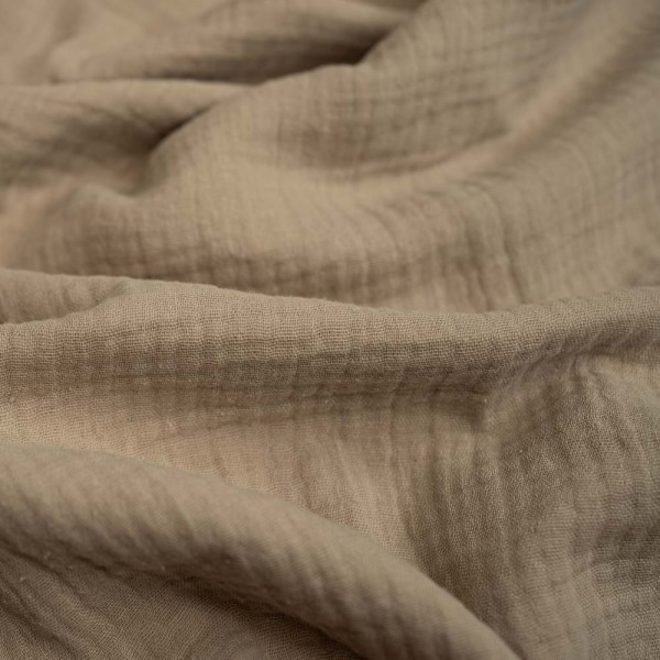 Musselin Double Gauze Amelie dunkelbeige